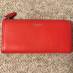 COACH coral zipper wallet